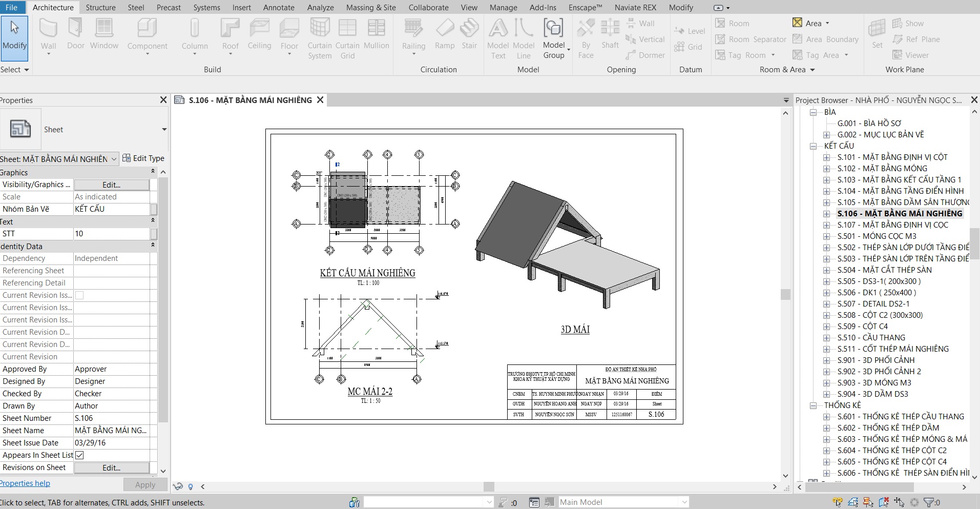 File Revit Kết Cấu Nhà Phố - Bim House Education