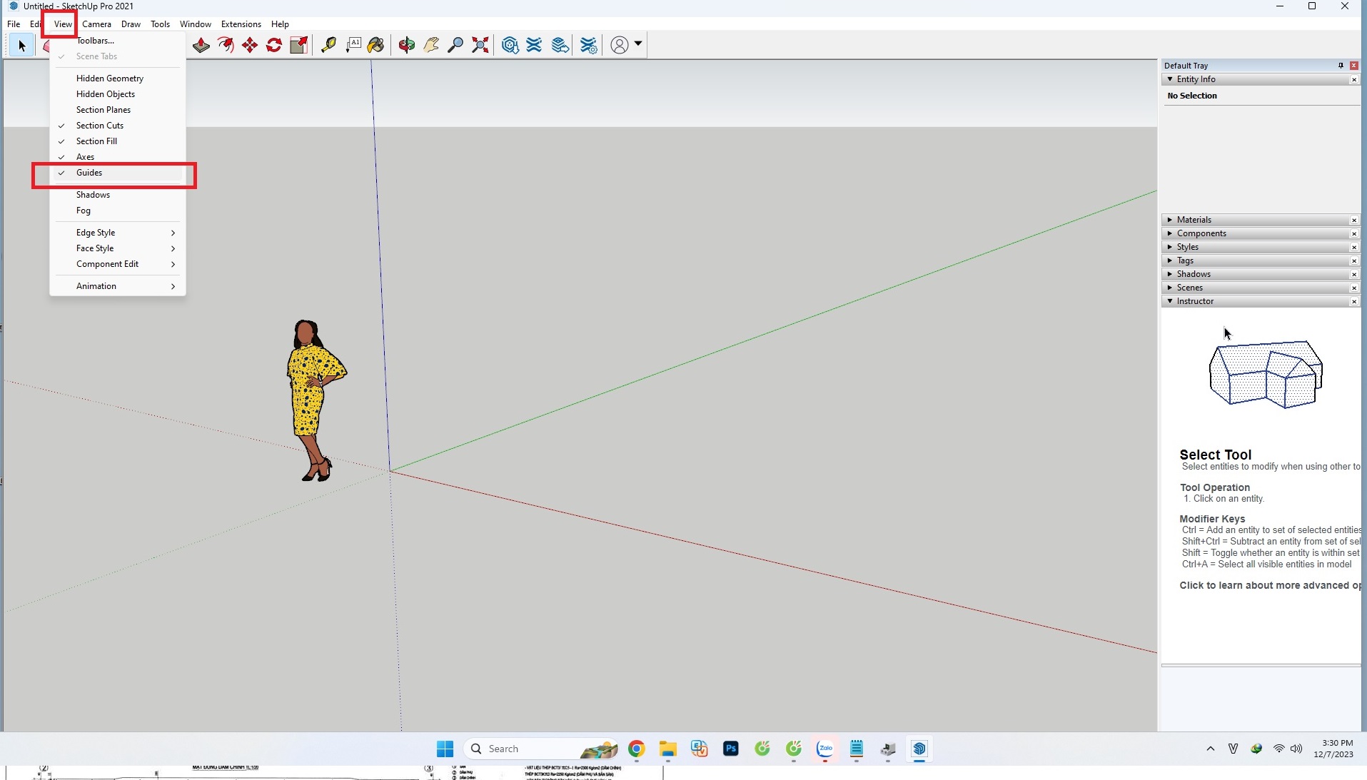 Tape measure trong sketchup bị mất Bim House Education