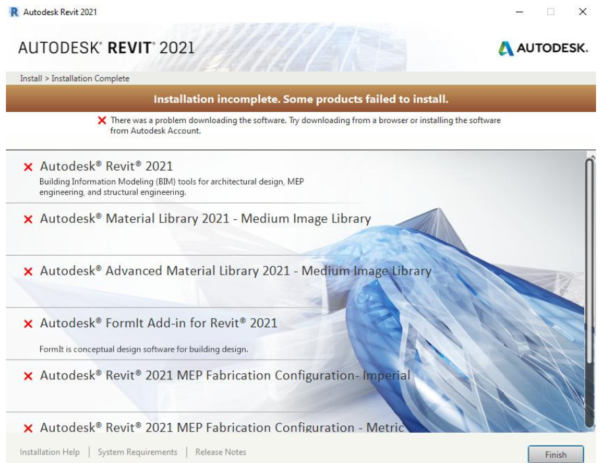 Sửa lỗi Revit installation incomplete some products failed to install ...